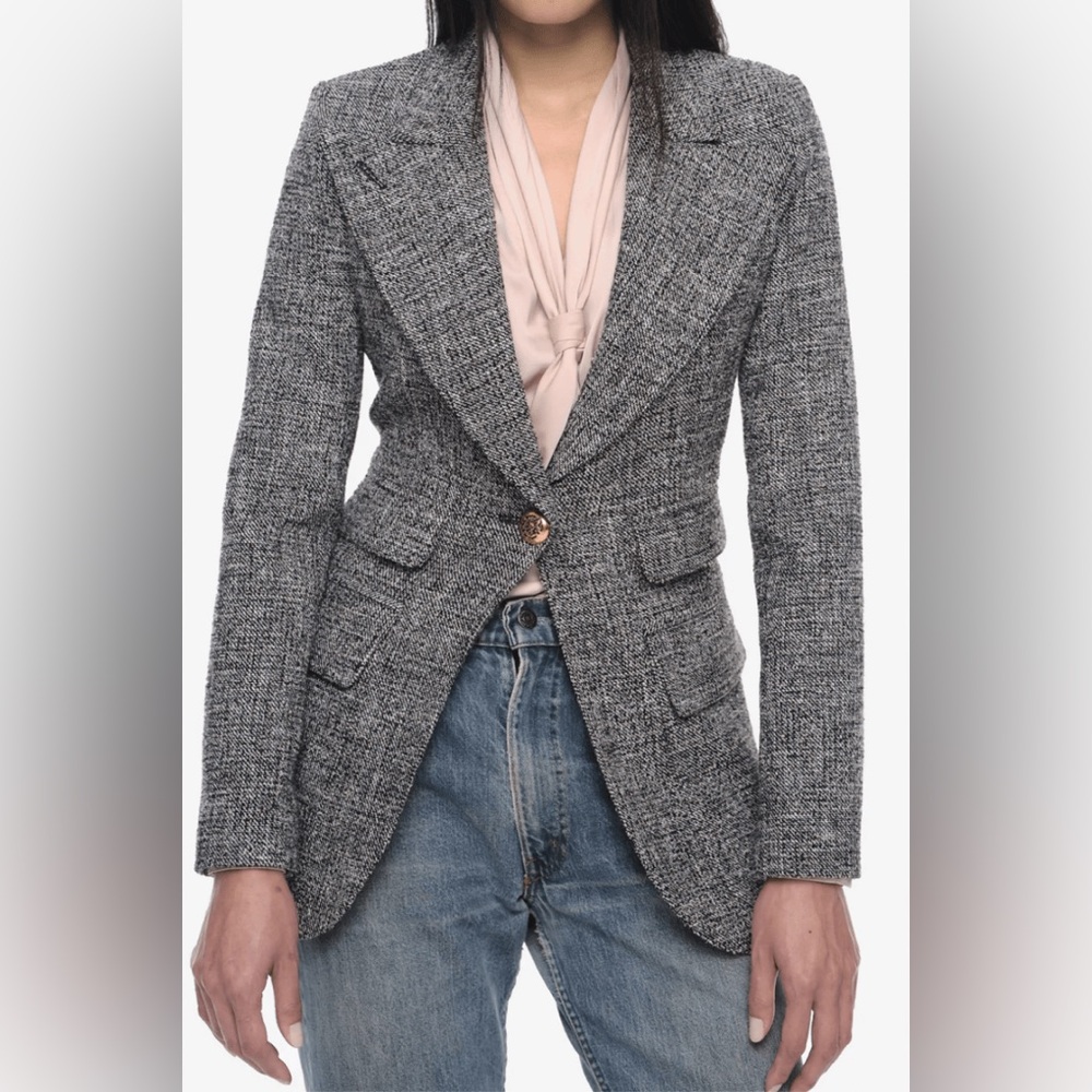 NWT $725 Smythe Tweed Blazer In Salt Pepper